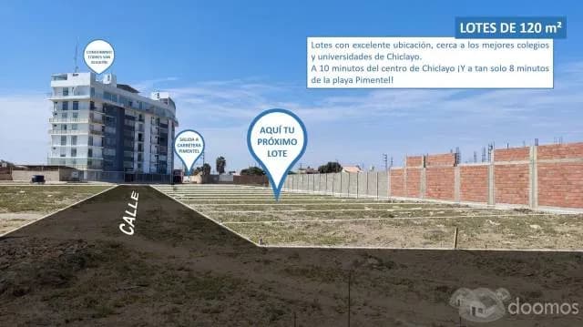 Vendo Lotes de 120 m² en El Km. 8 Carretera a Pimentel - Chiclayo - 1