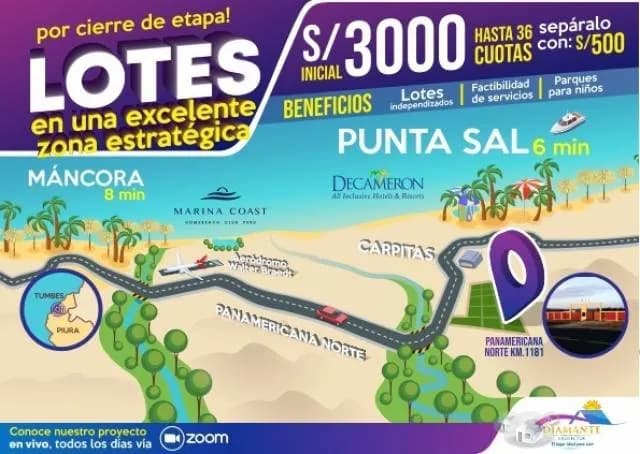 Lotes de Terreno en Punta Sal Tumbes - 1