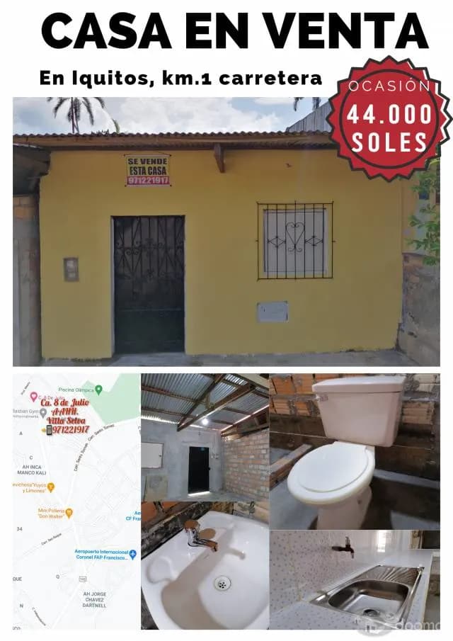 CASA CON TÍTULO DE PROPIEDAD A 5 MIN. DEL AEROPUERTO DE IQUITOS - 1