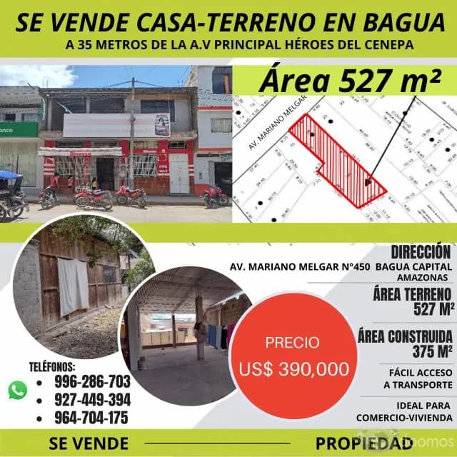 SE VENDE CASA TERRENO EN BAGUA - 1