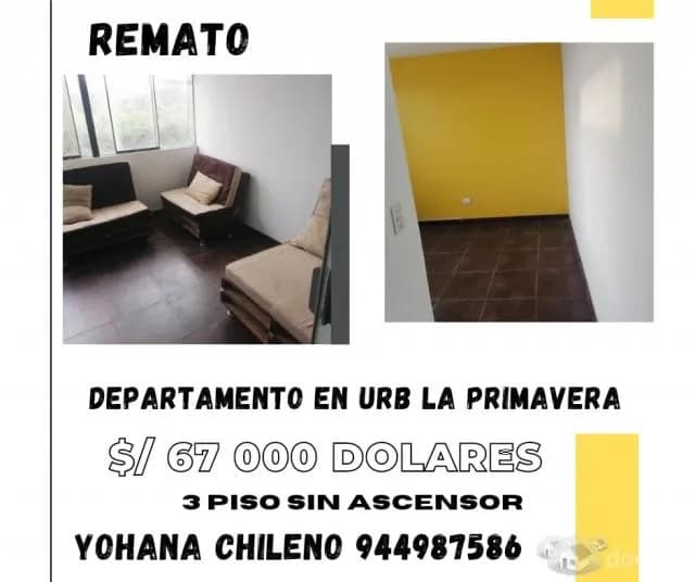 Vendo departamento en el 3 piso sin ascensor en la Urb. La Primavera,bien cerca a Precio Uno ,es Residencial cerrada - 1