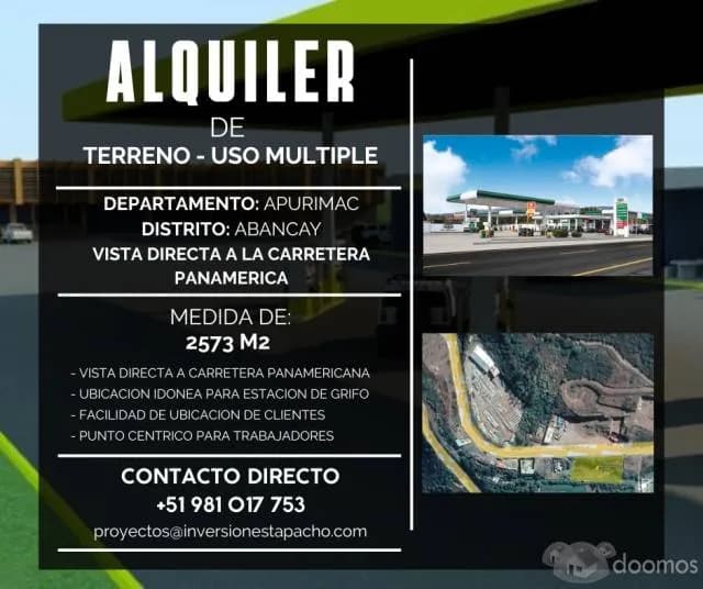 alquiler terreno abancay apurimac usos multiples - 1
