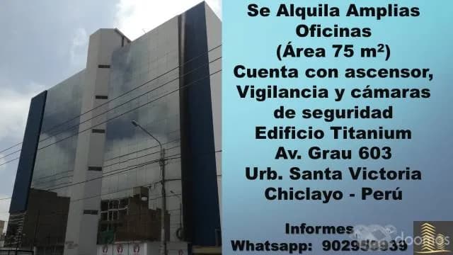Alquiler de amplia oficina empresarial y locales comerciales en moderno Edificio Titanium Chiclayo - 1