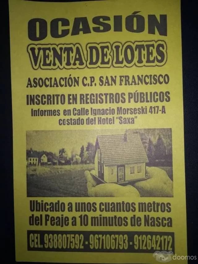 VENTA DE TERRENOS EN BUENOS AIRES DE SOCOS - NASCA LOTES EN VENTA PAPELES EN REGLA, PRECIO A TRATAR - 1