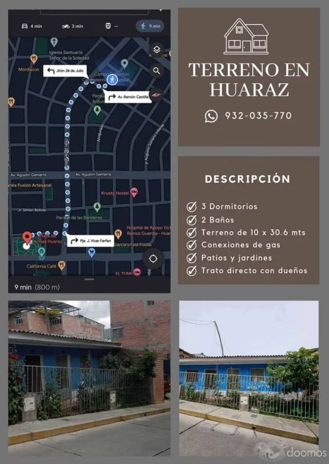 SE VENDE CASA COMO TERRENO IDEAL PARA INVERSIONES EN DEPARTAMENTOS Y/O HOTELES EN HUARAZ - 1