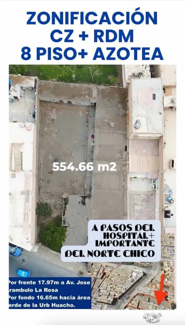 Construye Almacenes, Policlínico, Hospedaje, Centro De Estudios, Residencial De 8 Pisos + Azotea A 45 Minutos Del Megapuerto De Chancay A Pasos Del Hospital Regional de Huacho - 1