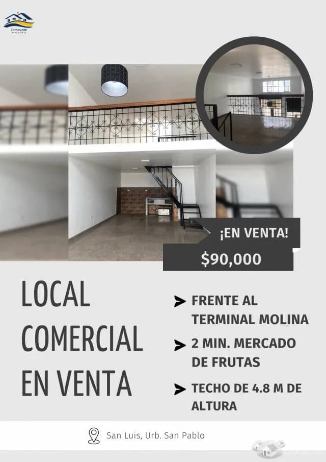 LOCAL COMERCIAL EN VENTA SAN LUIS - AL FRENTE DE TERMINAL MOLINA - 2 MIN. MERCADO DE FRUTAS - 1