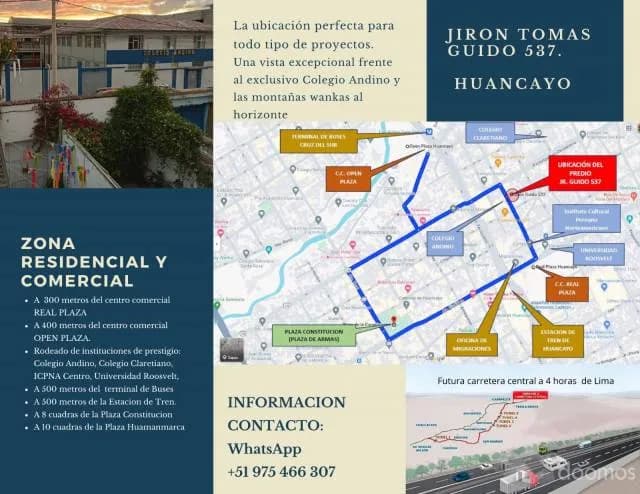 SE VENDE PROPIEDAD COMO TERRENO EN EL CENTRO DE HUANCAYO. UBUCACION IDEAL - 1