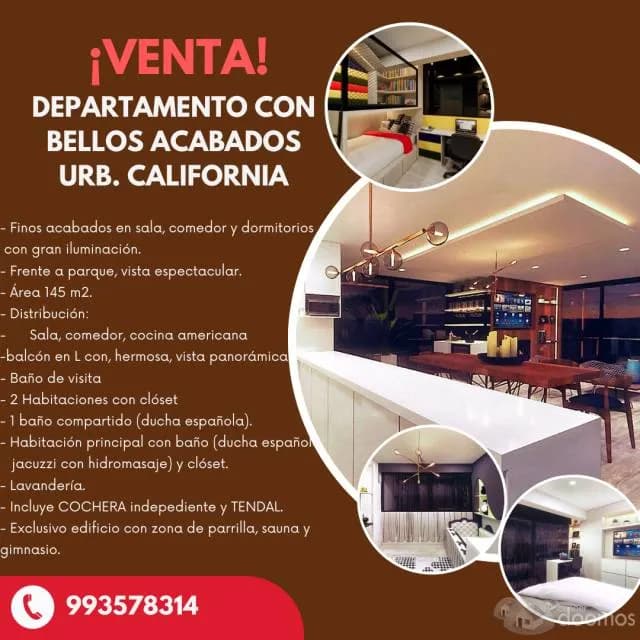 Vendo departamento bellos acabados Urb California - 1