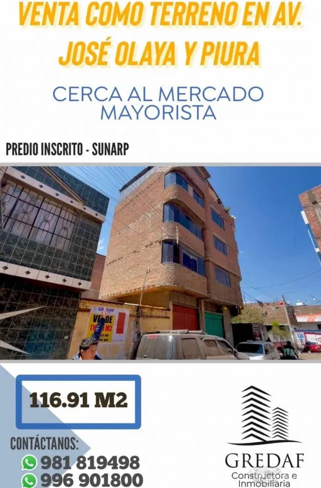 VENTA COMO TERRENO COMERCIAL EN PSJ. 09 DE MARZO CERCA AL MERCADO MAYORISTA DE HUANCAYO - 1