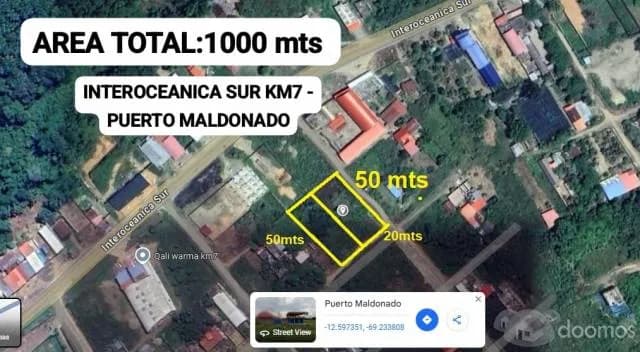 VENTA TERRENO INTEROCEANICA SUR KM7 1000MTS  - PUERTO MALDONADO - 1