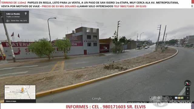 VENDO TERRENO DE OCASION COSTADO A URB. SAN ISIDRO I ETAPA - 1