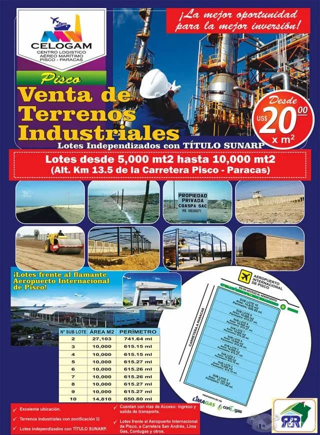 Venta de Terrenos Lotes Industriales en Pisco frente al Aeropuerto Internacional de Pisco - 1