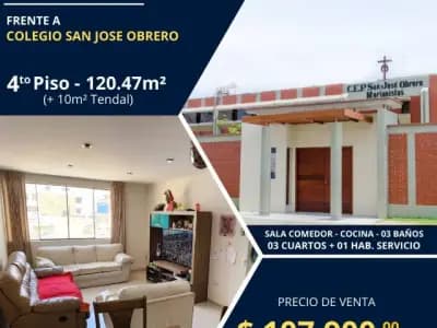Urb. CALIFORNIA, Colegio. San Jose Obrero, Dpto 4to PISO - Area: 120.47m2 10m2 a US$ 107,900 NEGOCIABLE - 1