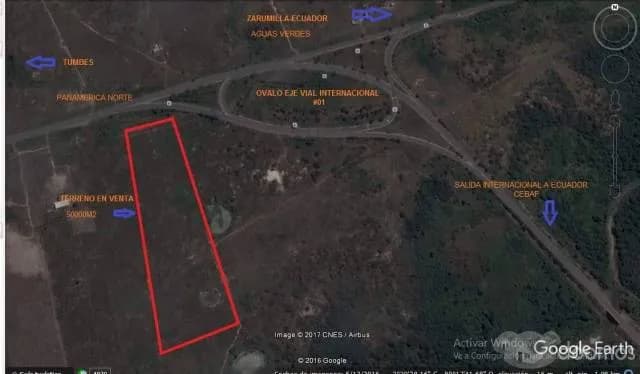 VENDO  TERRENO 50,OOO M2 EN TUMBES A 5 MINUTOS DE AGUAS VERDES Y CERCA AL AEROPUERTO TUMBES - 1