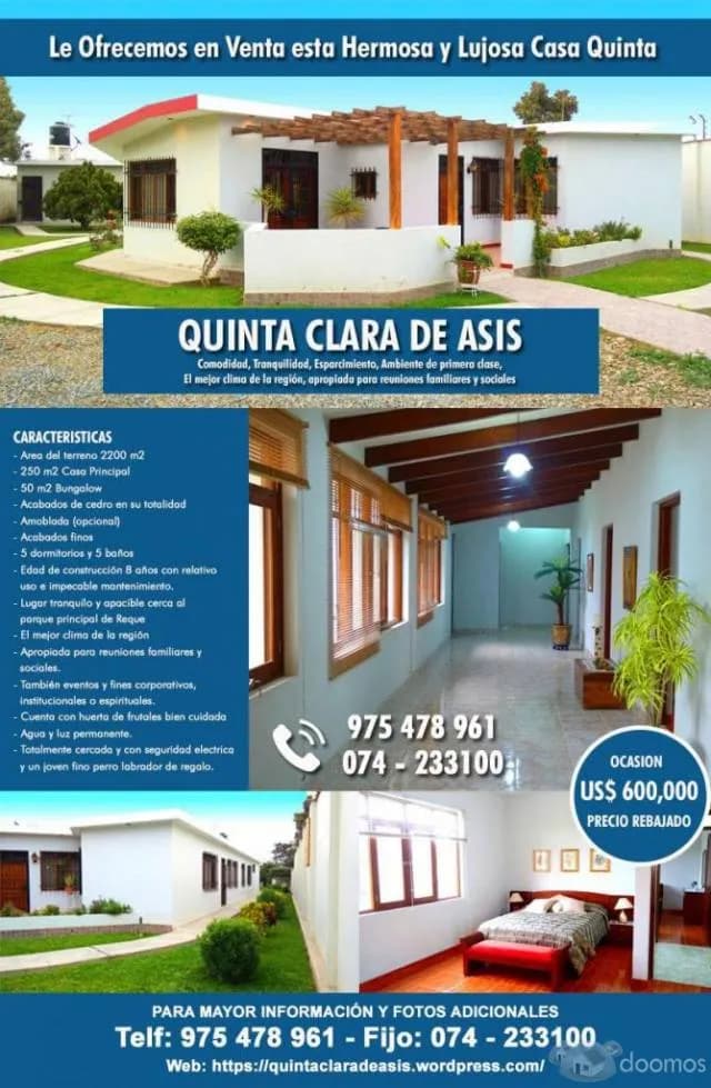VENDO CASA QUINTA EN REQUE- CHICLAYO - 1