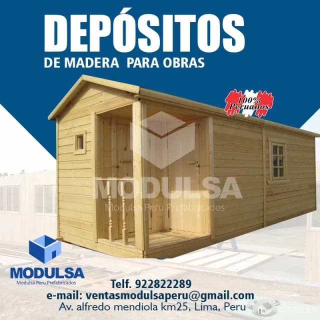 PREFABRICADOS MADERA CASETAS MODULOS OFICINAS AULAS AZOTEAS ALMACENES PARA OBRAS EN LIMA PERU - 1