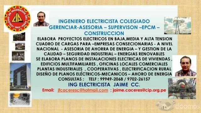 INGENIERO ELECTRICISTA PROYECTOS TELF 999492068 Y 970226157 , SERVICIO BUENO - 1
