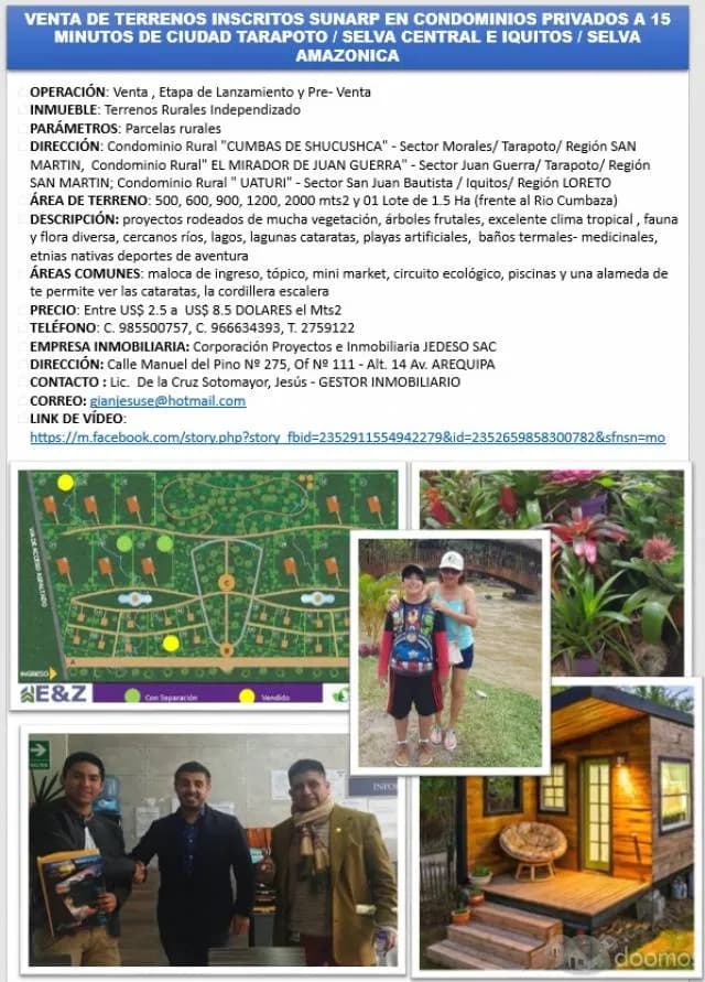 CONDOMINIO CUMBAS DE SHUCHUSCA Y EL MIRADOR DE JUAN GUERRA LOTES EN VENTA DE 500/600,900,1200 m2 - 2