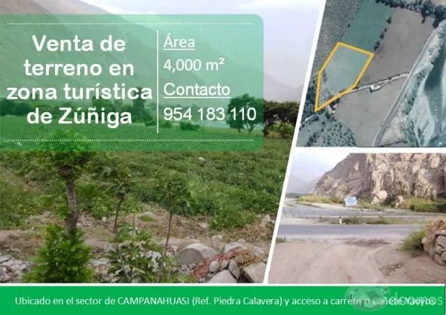 VENDO TERRENO EN ZONA TURISTICA DE ZUÑIGA - 1