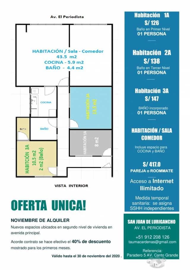 Espacios habitacionales en Alquiler para SEÑORITAS - 1