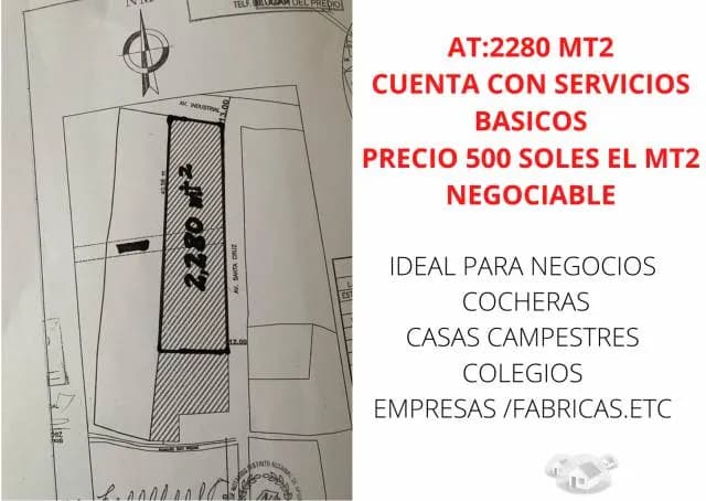 REMATO TERRENO DE AT 2280 M2 PRECIO NEGOCIABLE - 1