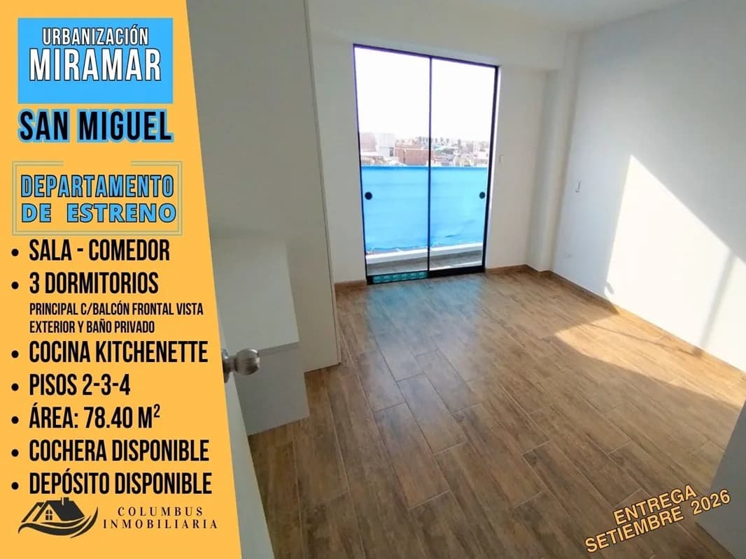 San Miguel MIRAMAR - Dpto de 3 dormitorios + Balcón Frontal + Áreas Comunes (Pre-Venta - En Acabados) - 1