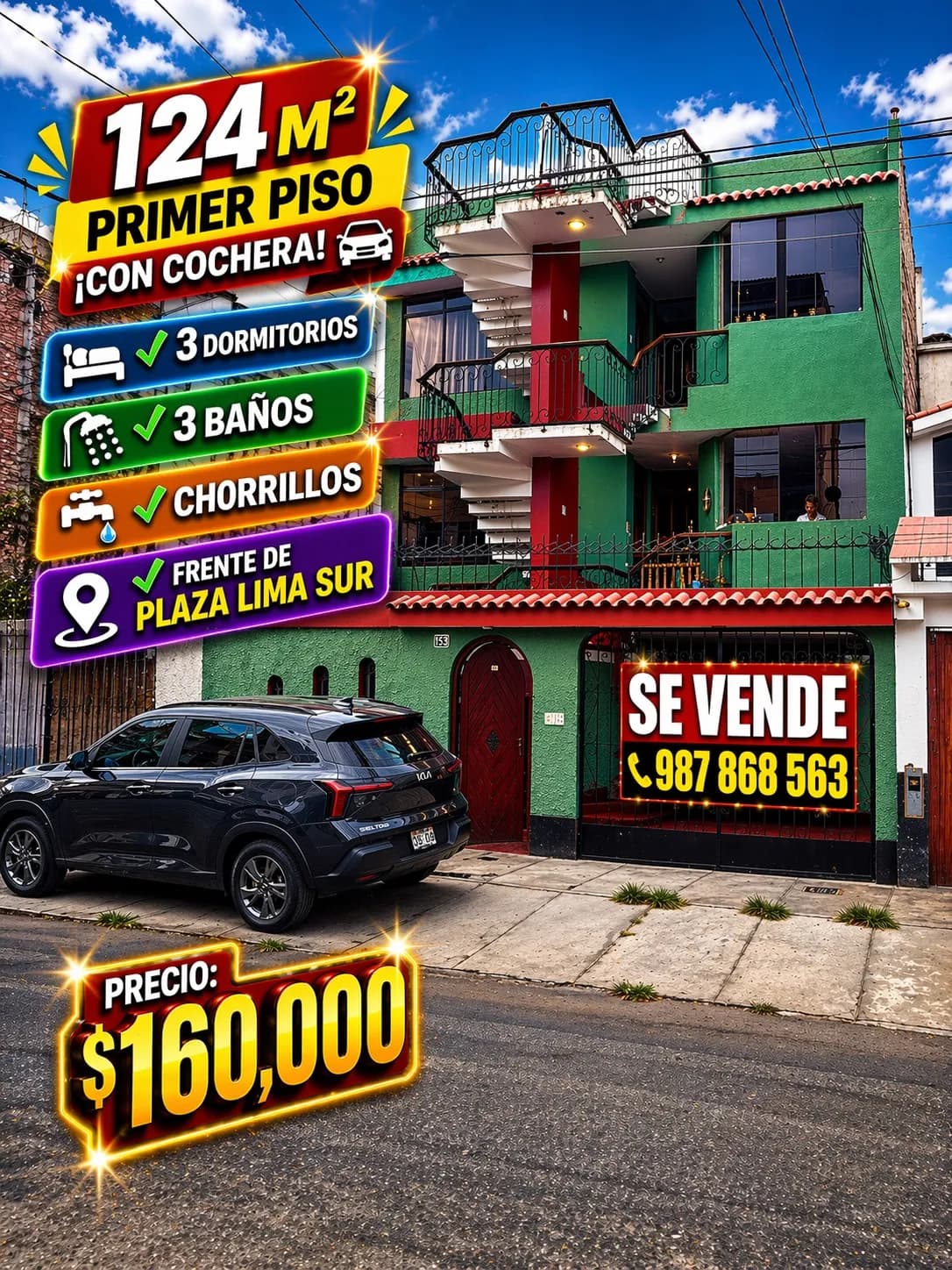 VENDO DEPARTAMENTO PRIMER PISO CHORRILLOS - 1