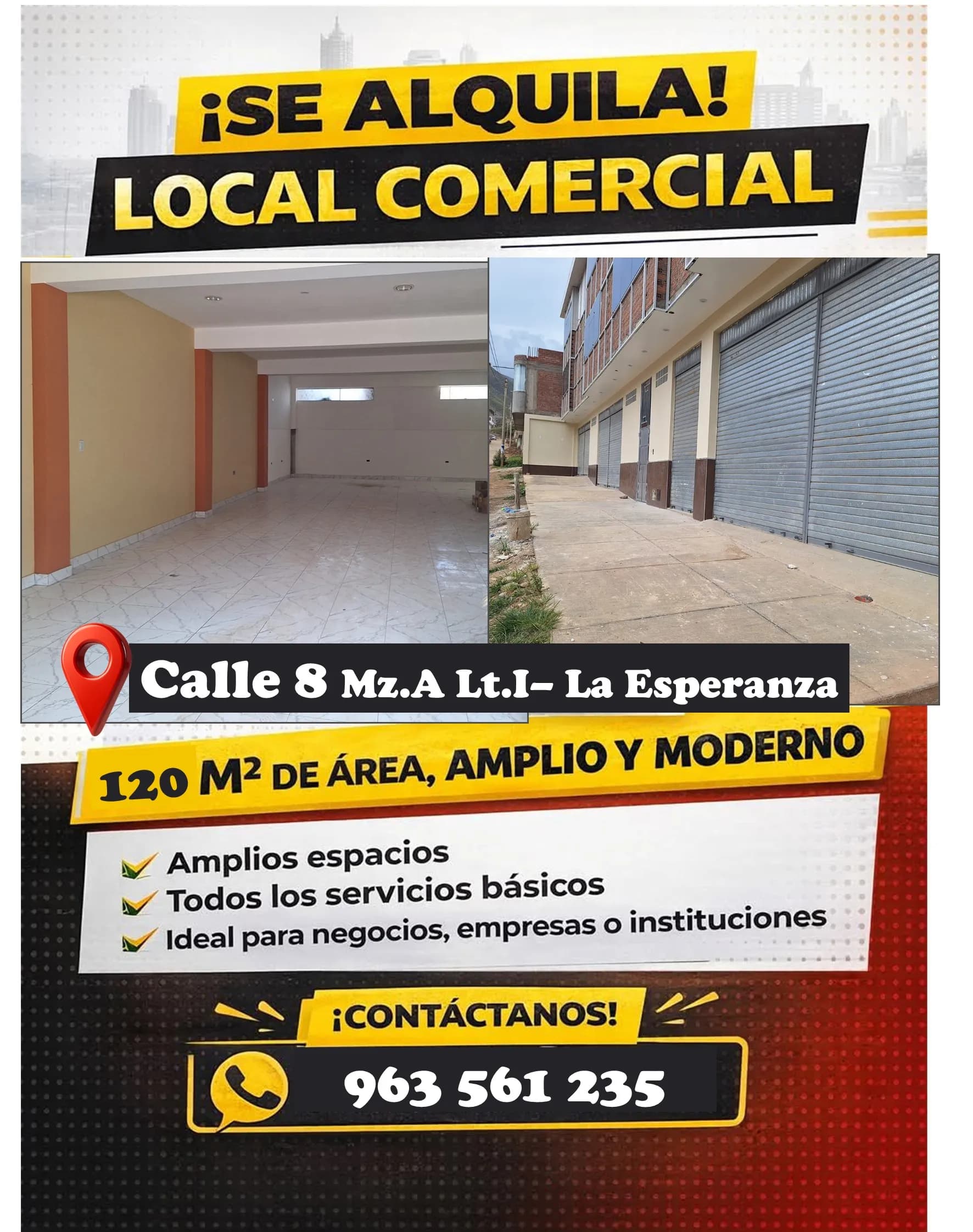 SE ALQUILA LOCAL COMERCIAL ESTRENO - LA ESPERANZA - 1