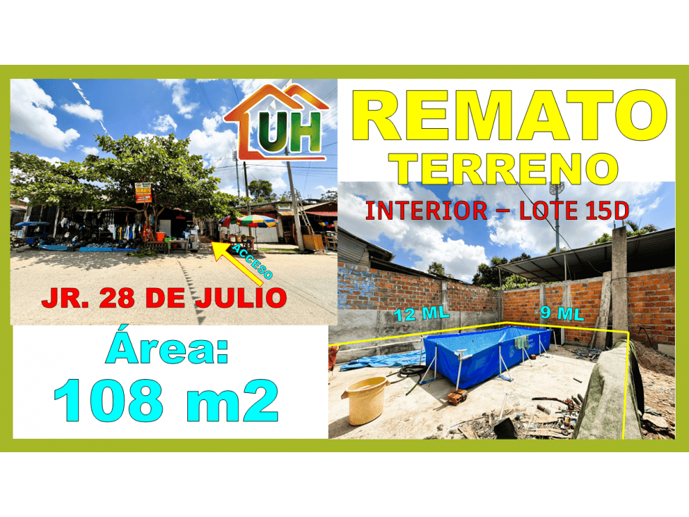 00670 - VENDO TERRENO LOTE INTERIOR PUCALLPA-ZONA COMERCIAL-AT 108 M2 - 1