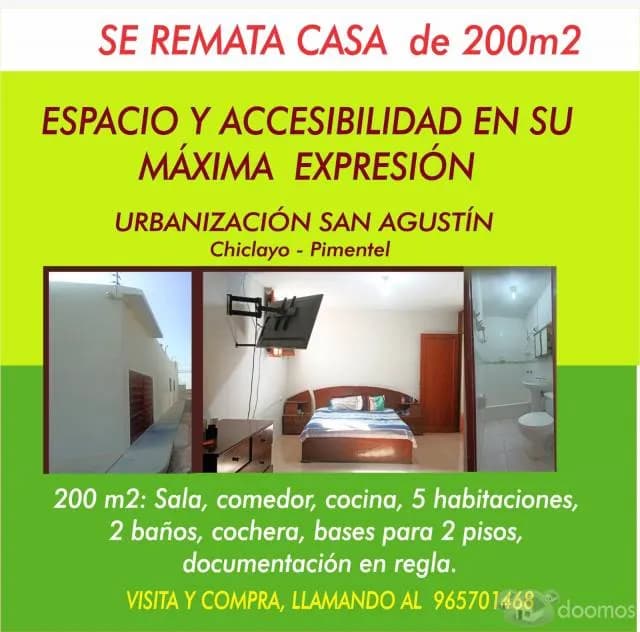 VENTA DE CASA CHICLAYO PIMENTEL EN LA EXCLUSIVA URBANIZACIÓN SAN AGUSTÍN - 1