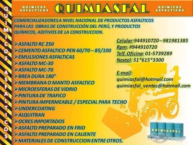MARCA PERUANA ASFALTO RC-250 QUIMIASFAL PEDIDOS:#944910720 - 1