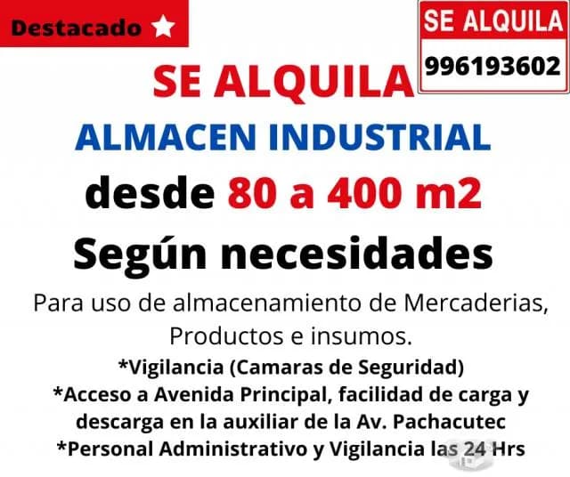 SE ALQUILA ALMACÉN INDUSTRIAL desde 80 a 400 m2 - 1