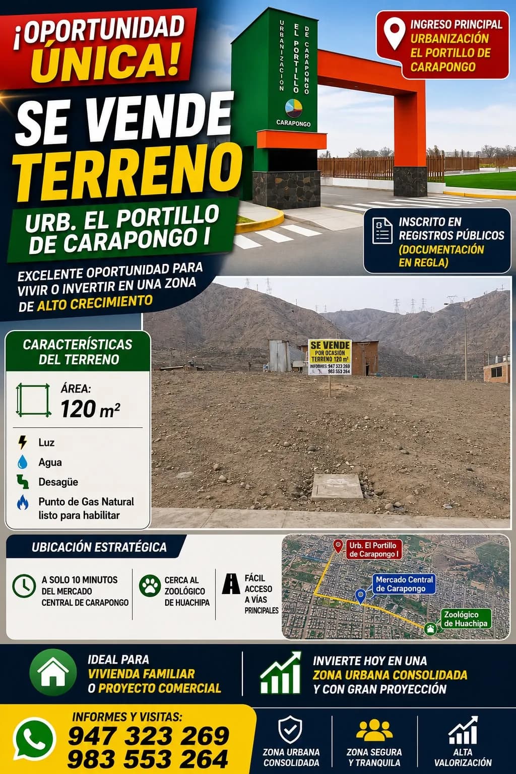 🚨🏡 ¡OCASIÓN! OPORTUNIDAD ÚNICA DE INVERSIÓN EN CARAPONGO - PORTILLO 🏡🚨 🔥 SE VENDE HERMOSO TERRENO DE 120 m² 🔥 - 1