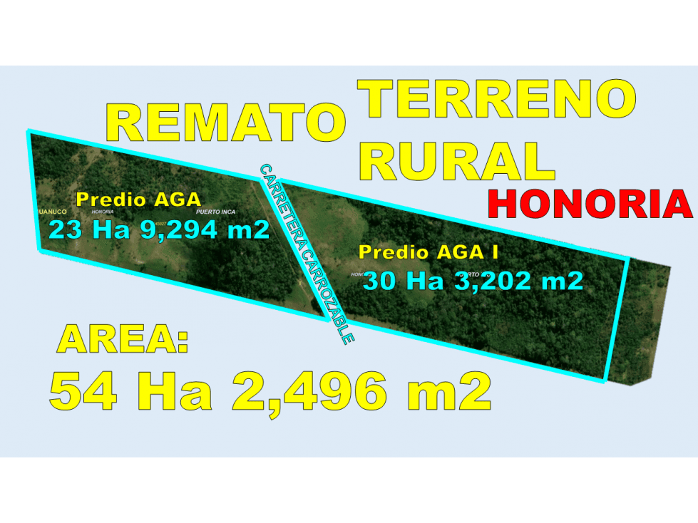 00537 - REMATO TERRENO RURAL EN HONORIA - 54 HA 2, 496 M2 - 1