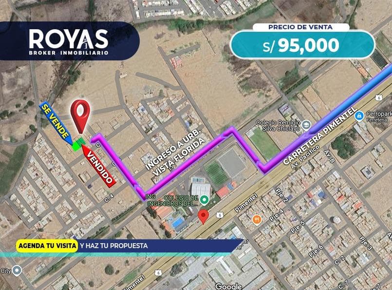 Venta de Dos Terrenos Residenciales contiguos en Urb. Vista Florida, Pimentel, Chiclayo - 00798 - 1