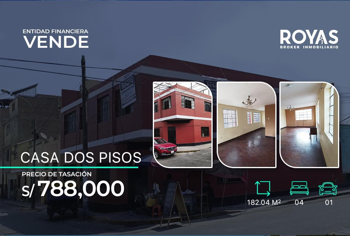 Entidad financiera VENDE Amplia Casa de Dos Pisos con cochera - Centro de Lima - 1203 - 1