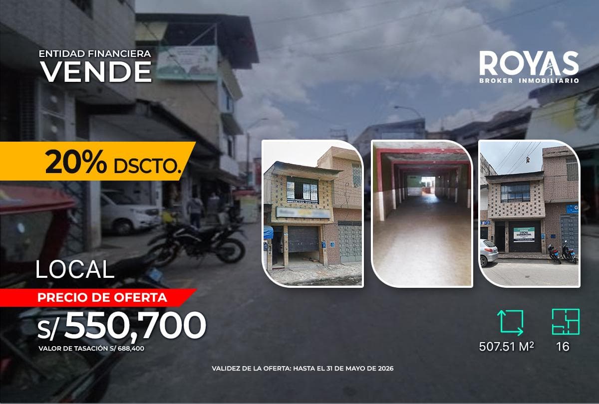 ENTIDAD FINANCIERA Vende Local Comercial de dos pisos - Maynas - 1279 - 1