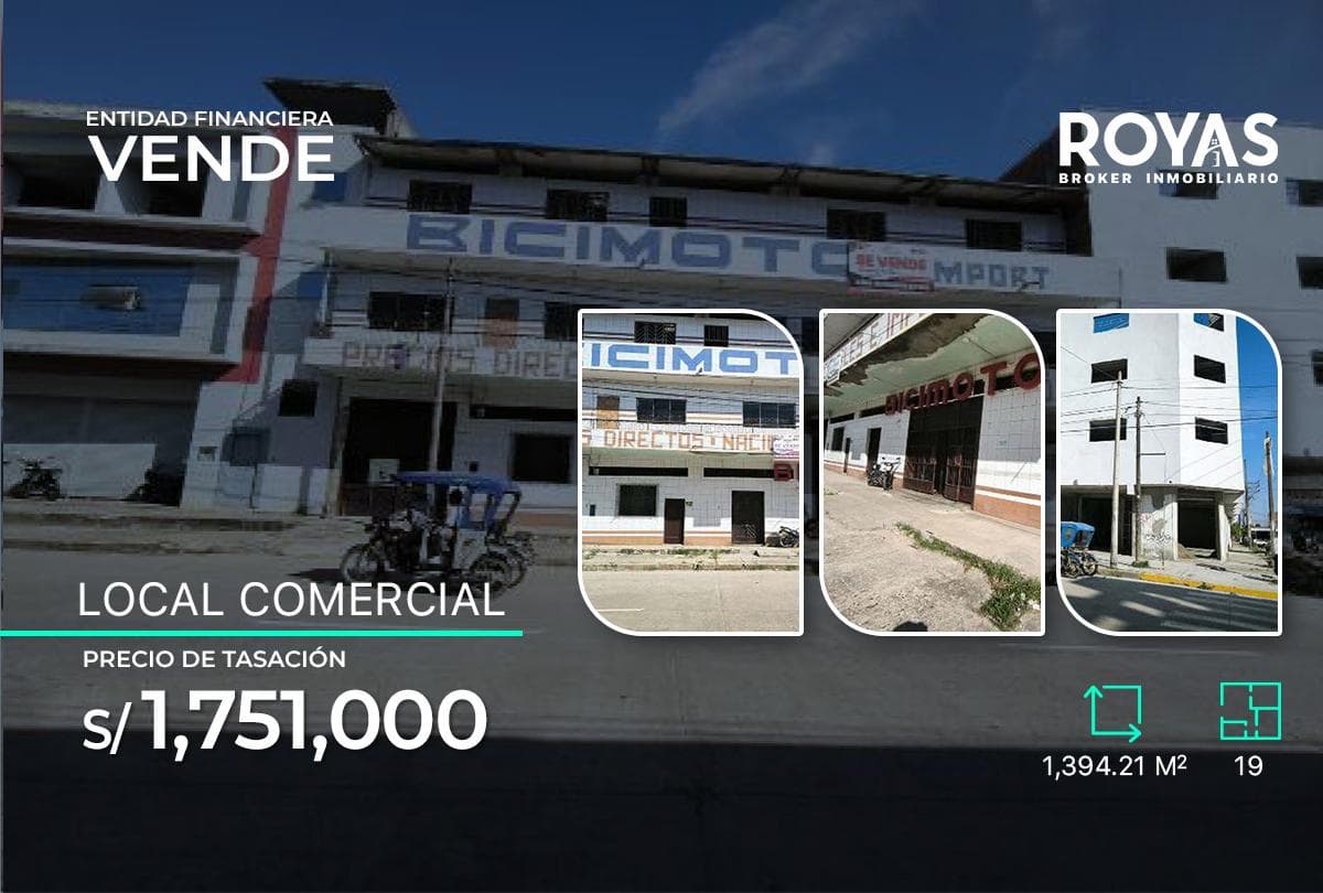 ENTIDAD FINANCIERA Vende LOCAL COMERCIAL – 1,394 m² – VÍA PRINCIPAL EN PUCALLPA en Calleria - 1280 - 1