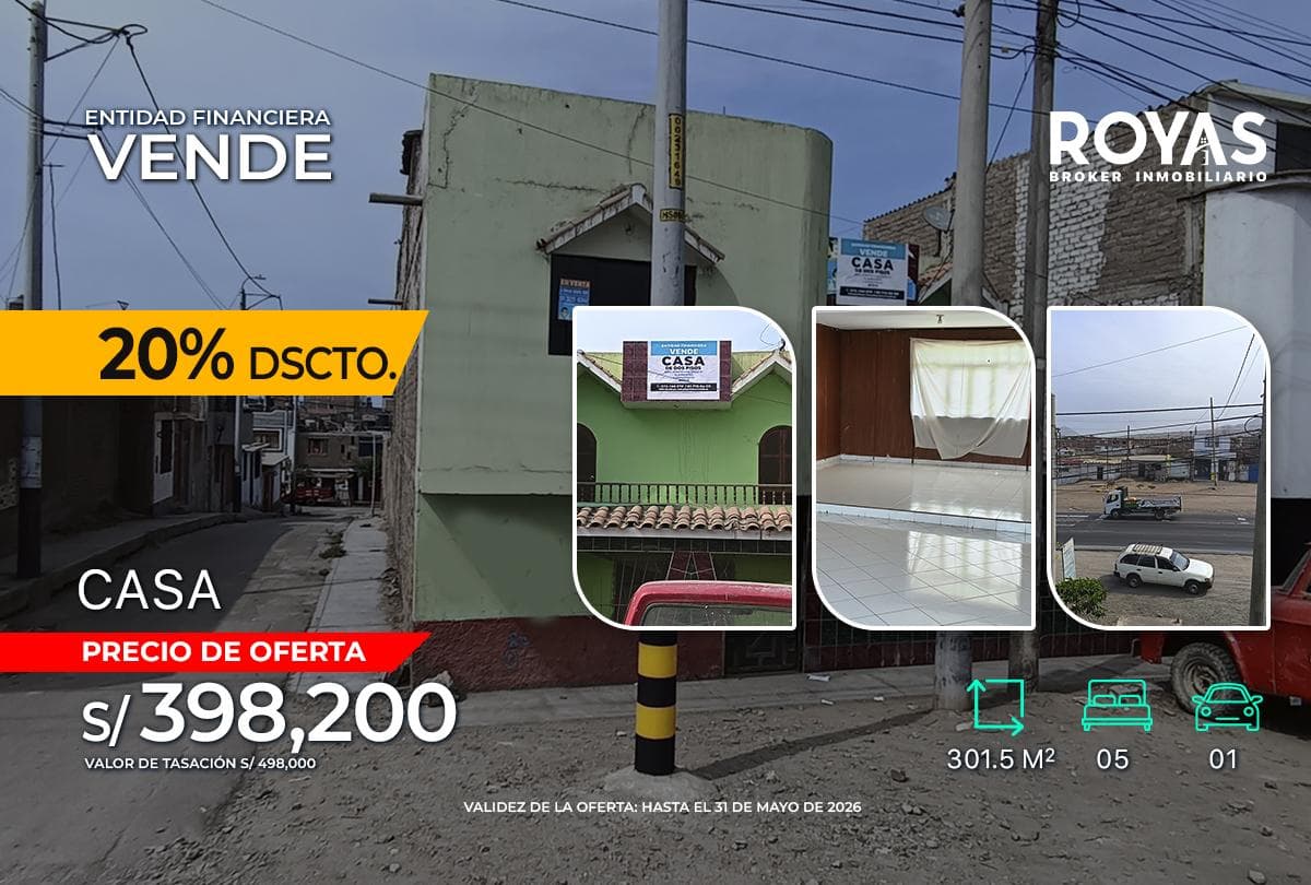 ENTIDAD FINANCIERA Vende Casa de Dos Pisos mas Azotea en Salaverry - Trujillo - 1283 - 1