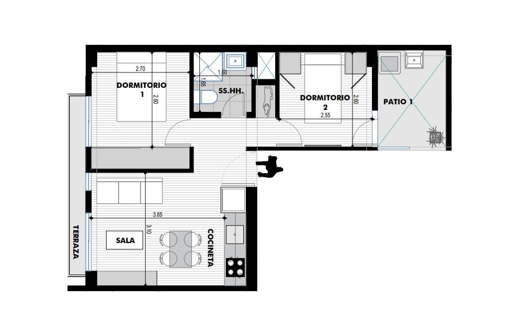 Departamento de dos dormitorios - 1