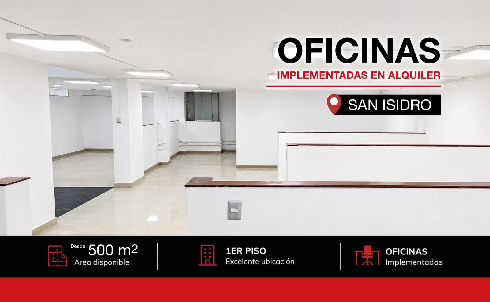 Oficina Semiimplementada 500 m2 - San Isidro - 1