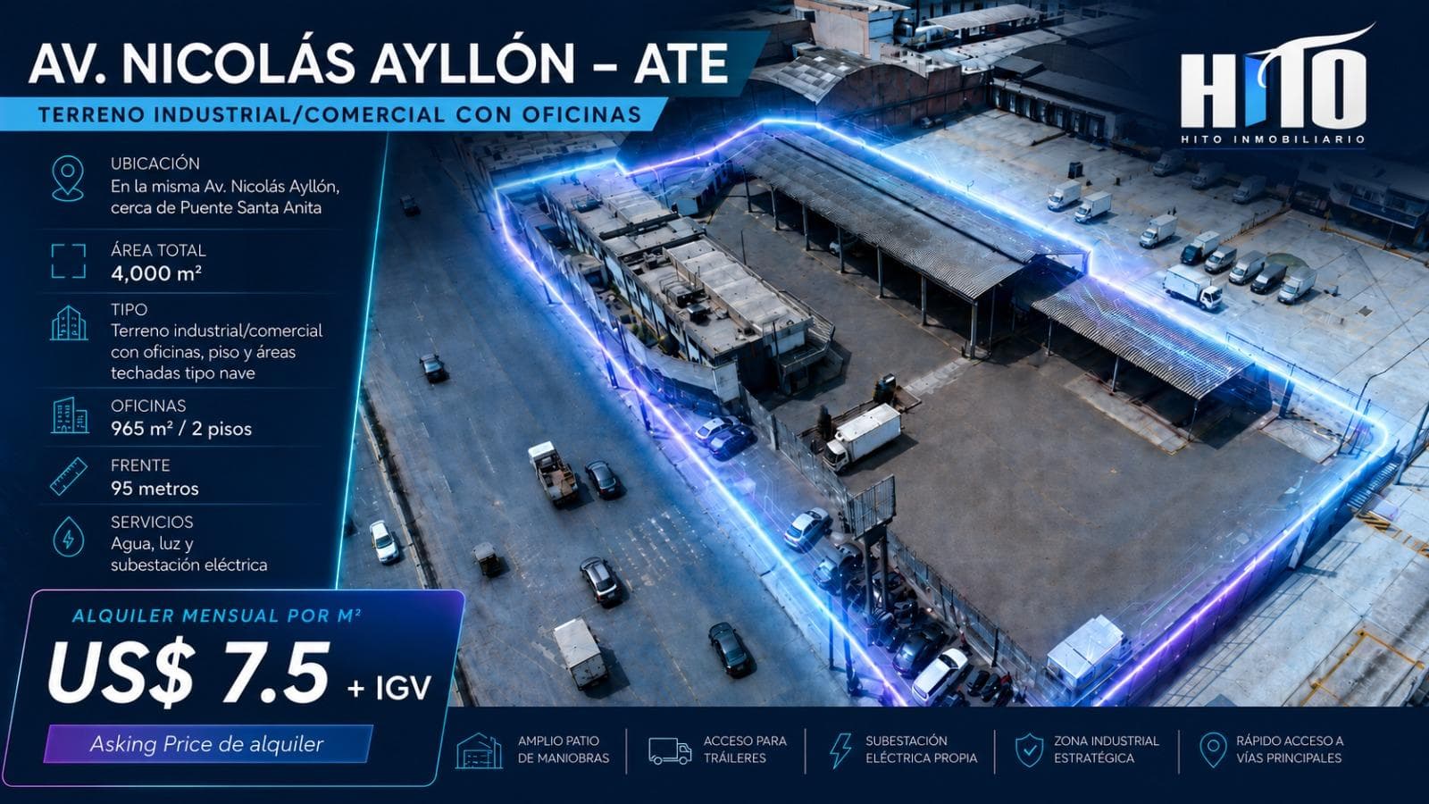 LOCAL en Av. Nicolás Ayllón – Ate | Frente de 95 m | 4,000 m² - 1