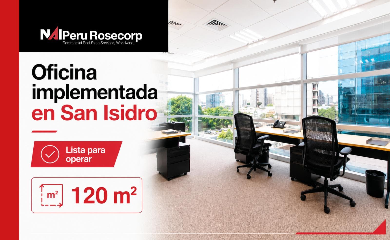 Oficina implementada en alquiler 120 m2 - San isidro - 1